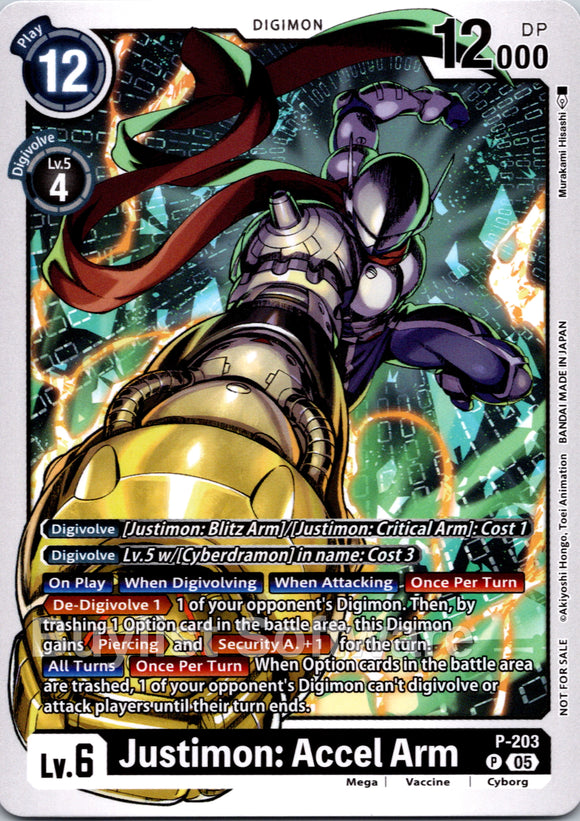 Justimon: Accel Arm (Store Tournament 2025 Vol.4 Participation Pack) [P-203 P] [Digimon Promotion Cards]