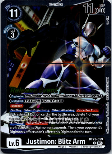 Justimon: Blitz Arm [BT23-059 R] [Hackers' Slumber Release Event Cards] Foil