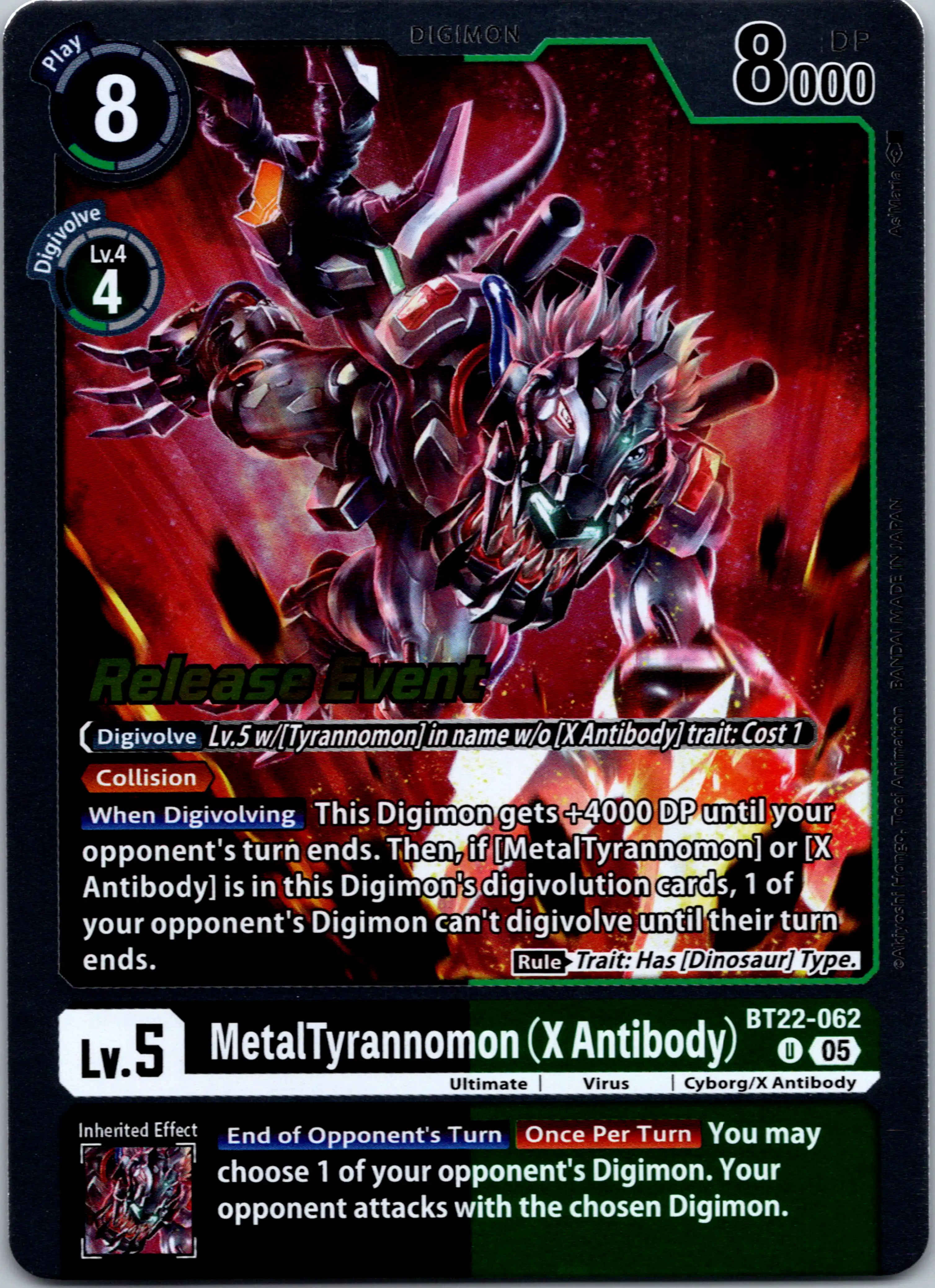 MetalTyrannomon (X Antibody) [BT22-062 U] [Cyber Eden Release Event Cards] Foil