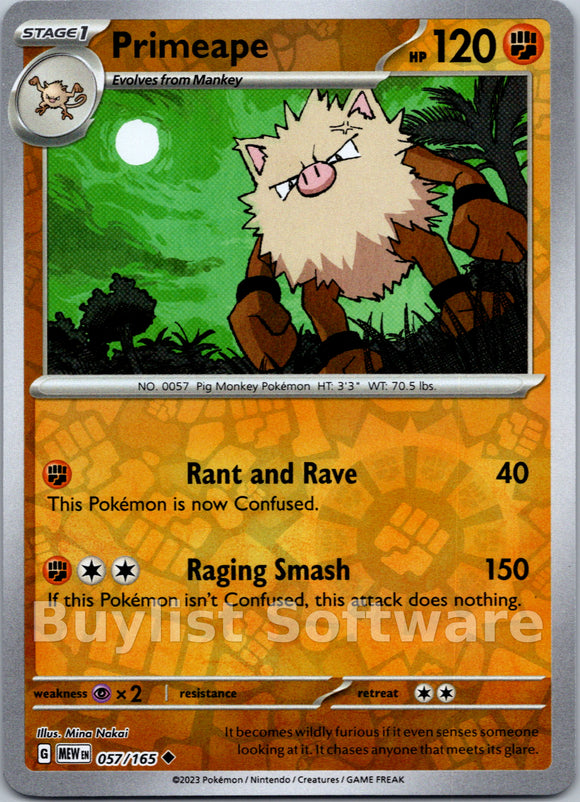 Primeape (057/165) [Scarlet & Violet:  151] Reverse Holofoil