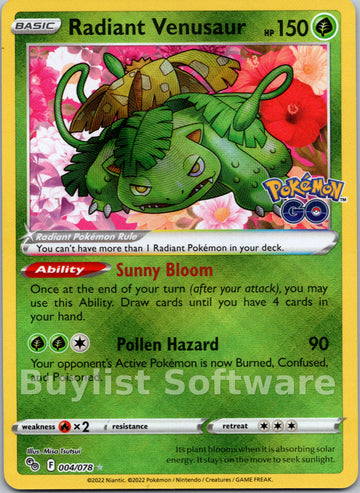 Radiant Venusaur (004/078) [Pokémon  GO]