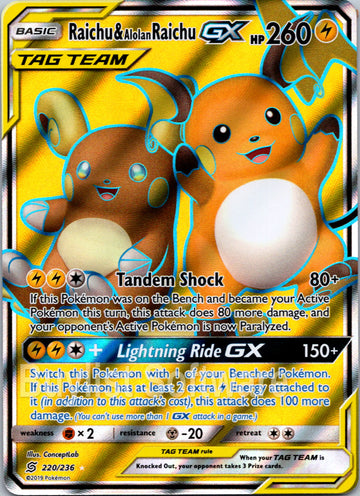 Raichu & Alolan Raichu GX [220/236] [Unified Minds] Holofoil