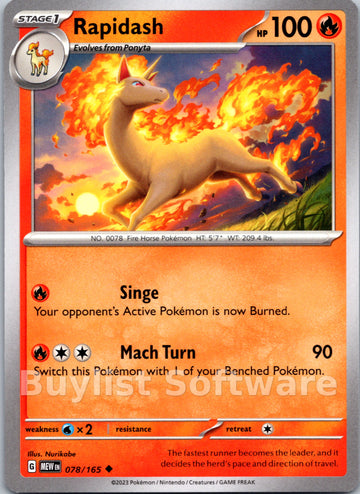 Rapidash (078/165) [Scarlet & Violet:  151] Reverse Holofoil