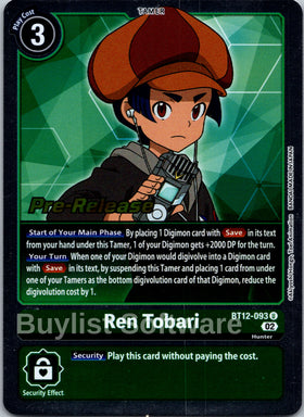 Ren Tobari [BT12-093] [Across Time Pre-Release Cards] Foil