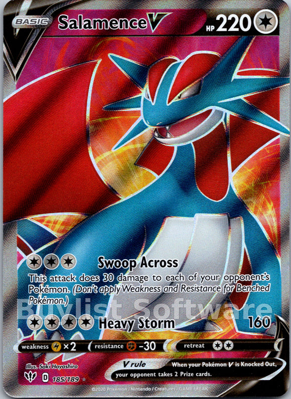Salamence V (Full Art) (185/189) [SWSH03: Darkness Ablaze]