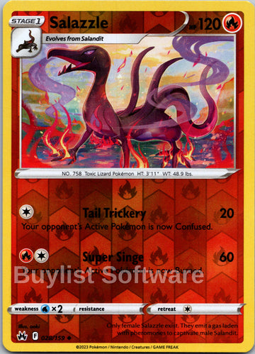 Salazzle [028/159] [Crown Zenith] Reverse Holofoil