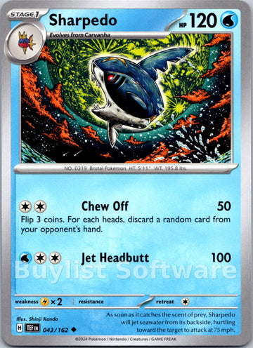 Sharpedo [043/162] - (Temporal Forces) Reverse Holofoil