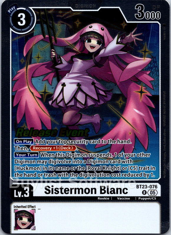 Sistermon Blanc [BT23-076 R] [Hackers' Slumber Release Event Cards] Foil