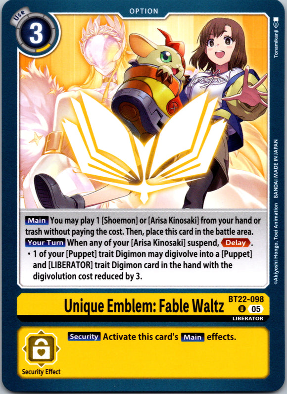 Unique Emblem: Fable Waltz [BT22-098 U] [Cyber Eden]