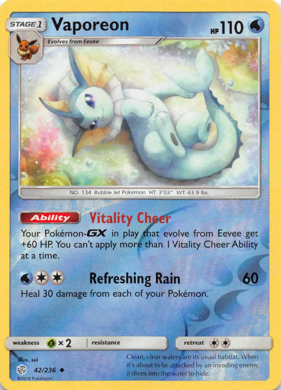 Vaporeon [42/236] [Cosmic Eclipse] Reverse Holofoil