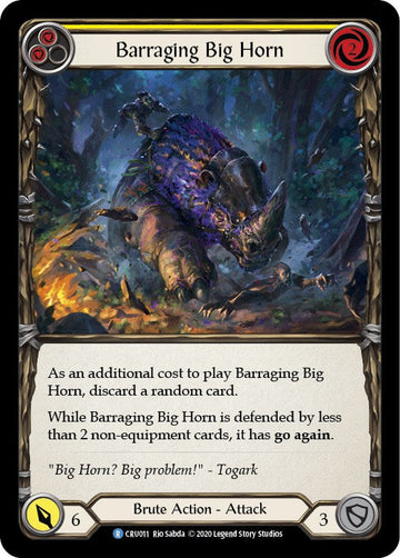 Barraging Big Horn (Yellow) (Rainbow Foil) [CRU011-RF] Unlimited Rainbow Foil