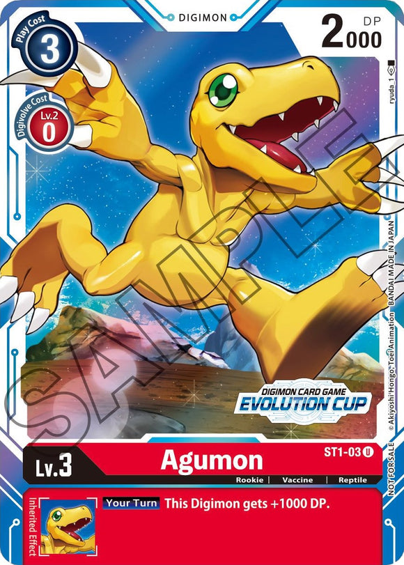 Agumon - ST1-03 (July Evolution Cup 2021 Stamped) [ST1-03 U] [ Gaia Red] Foil
