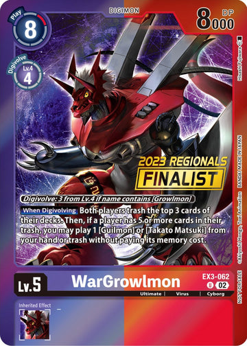 WarGrowlmon (2023 Regionals Finalist) [EX3-062 U] [Draconic Roar] Foil
