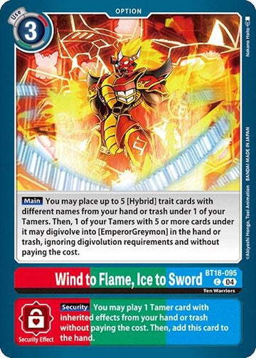 Wind to Flame, Ice to Sword [BT18-095 C] [Release Special Booster 2.0]