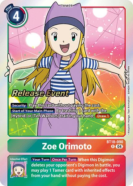 Zoe Orimoto [BT18-090 R] [Release Special Booster 2.0 Celebration Event Cards] Foil