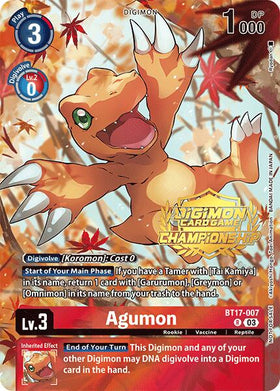 Agumon (Championship 2024 Tamers Pack) [BT17-007 R] [Secret Crisis] Foil