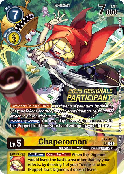 Chaperomon (2025 Regionals Participant) [EX7-027 R] [Digimon LIBERATOR] Foil