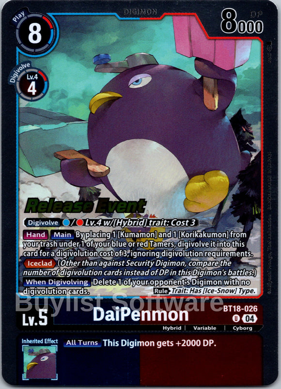 DaiPenmon [BT18-026 U] [Release Special Booster 2.0 Celebration Event Cards] Foil