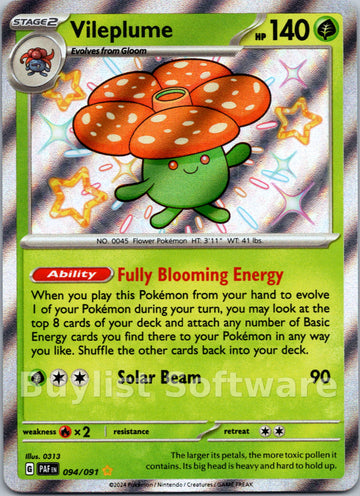 Vileplume [094/091] [Paldean Fates] Holofoil