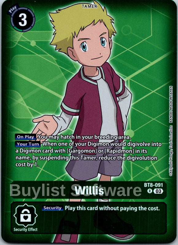 Willis (Reprint) [BT8-091 R] [ Double Typhoon Advanced Deck Set] Foil