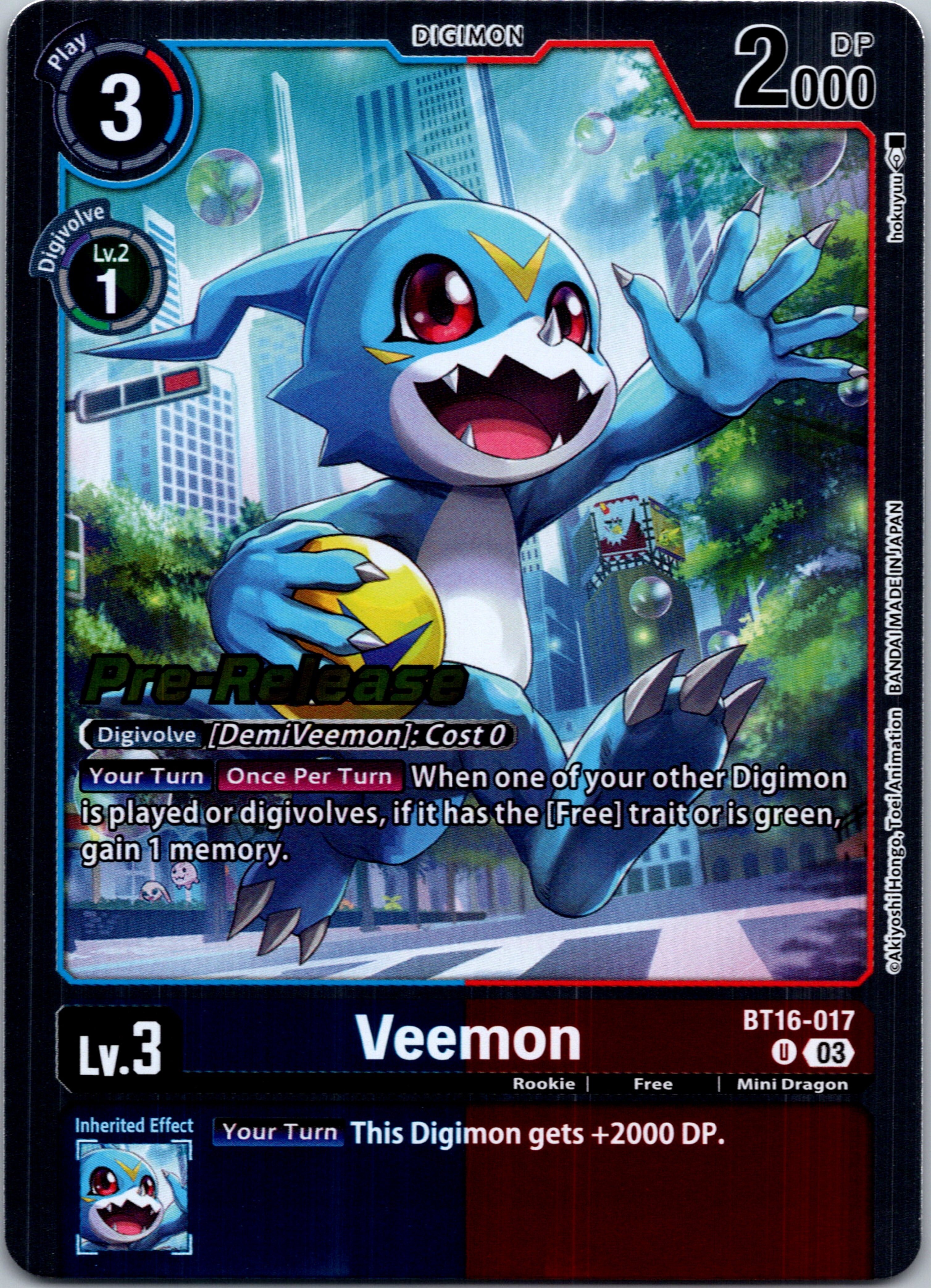 Veemon [BT16-017-U] [Beginning Observer Pre-Release Cards] Foil