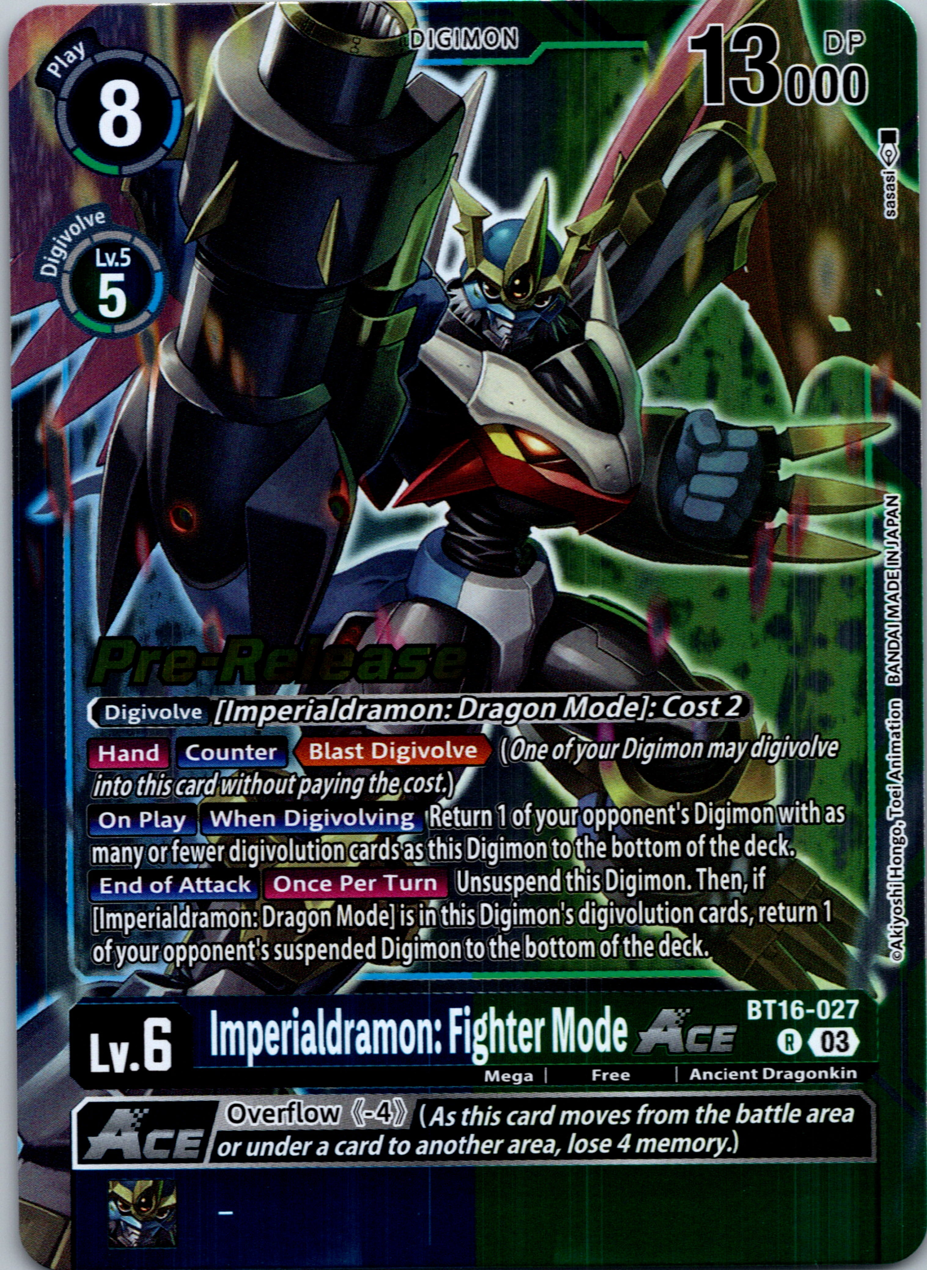 Imperialdramon: Fighter Mode ACE [BT16-027-R] [Beginning Observer Pre-Release Cards] Foil