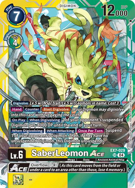 SaberLeomon ACE [EX7-029-SR] [Digimon LIBERATOR] Foil