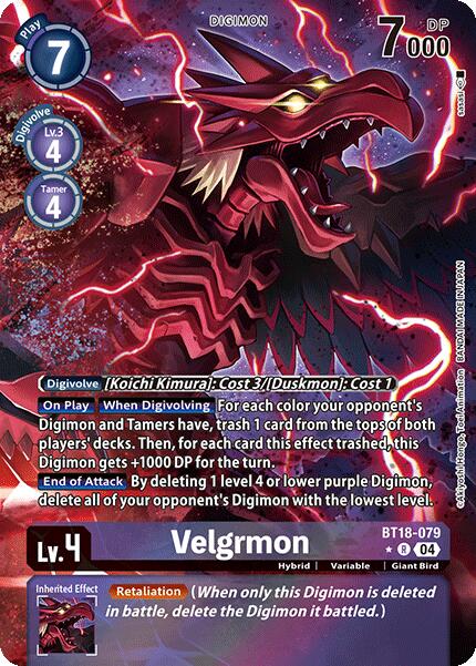 Velgrmon (Alternate Art) [BT18-079 R] [Release Special Booster 2.0] Foil