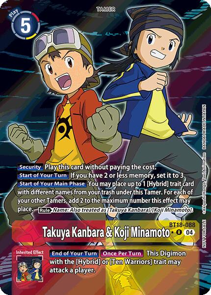 Takuya Kanbara & Koji Minamoto (Release Special Booster 2.0: Box Promotion Pack) [BT18-088-R] [Release Special Booster 2.0] Foil