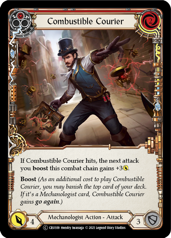 Combustible Courier (Red) (Rainbow Foil) [CRU109-RF] Unlimited Rainbow Foil - Duel Kingdom