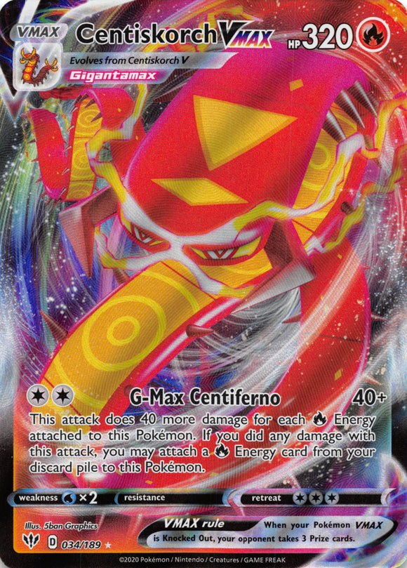 Centiskorch VMAX (34/189) [SWSH03: Darkness Ablaze] - Duel Kingdom
