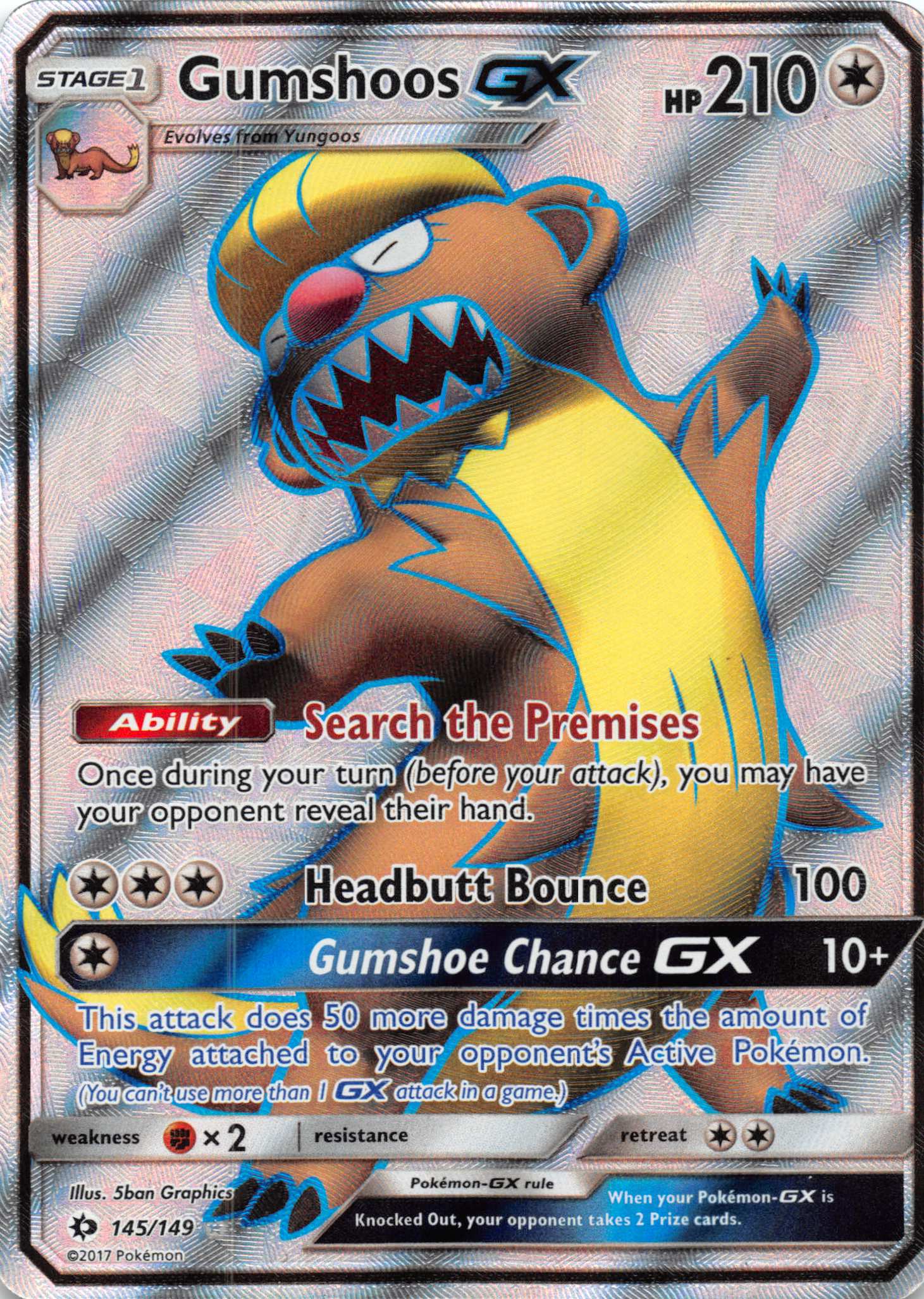 Gumshoos GX (Full Art) (145) [SM Base Set]