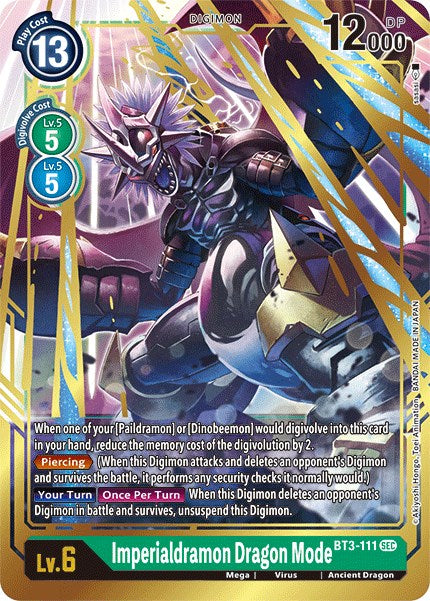 Imperialdramon Dragon Mode (Secret Rare) [BT3-111] [Release Special Booster] Foil