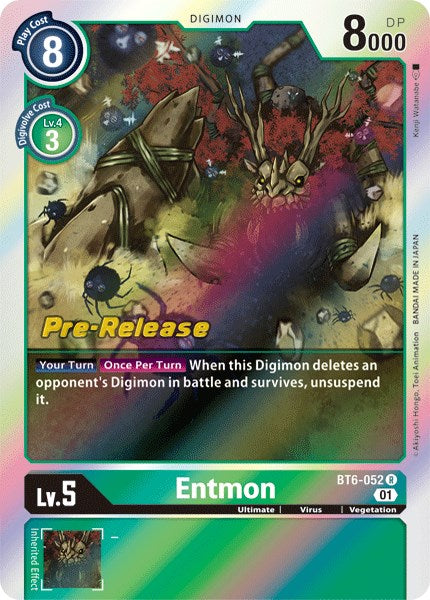 Entmon [BT6-052] [Double Diamond Pre-Release Cards] Foil