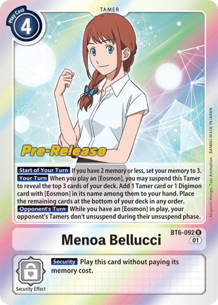 Menoa Bellucci [BT6-092] [Double Diamond Pre-Release Cards] Normal