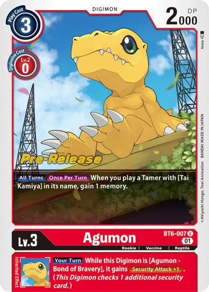 Agumon [BT6-007] [Double Diamond Pre-Release Cards] Normal