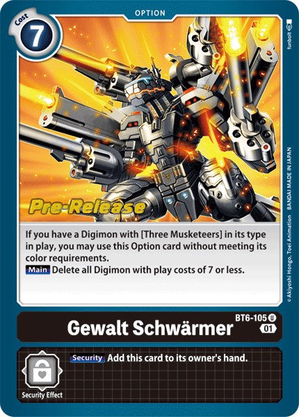 Gewalt Schwarmer [BT6-105] [Double Diamond Pre-Release Cards] Foil