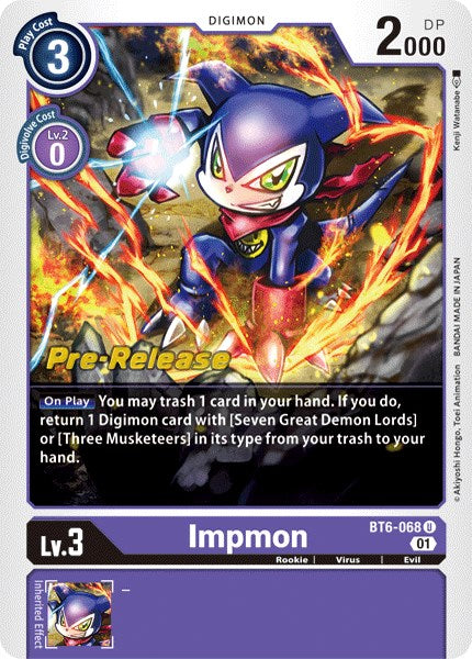 Impmon [BT6-068] [Double Diamond Pre-Release Cards] Foil