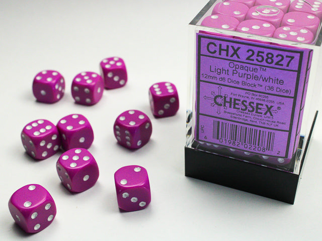 Chessex 36ct Purple/white Opaque D6 Dice - Duel Kingdom