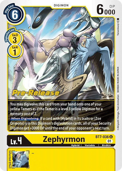 Zephyrmon [BT7-036] [Next Adventure Pre-Release Cards] Foil
