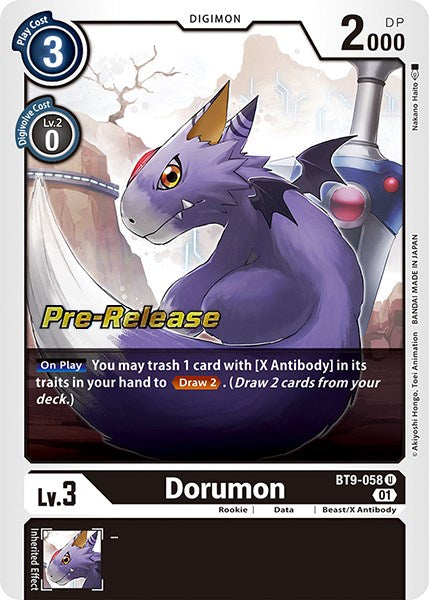 Dorumon [BT9-058] [X Record Pre-Release Cards] Foil