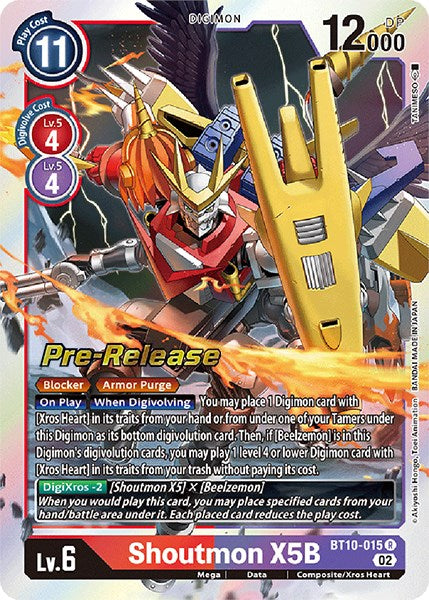 Shoutmon X5B [BT10-015] [Xros Encounter Pre-Release Cards] Foil