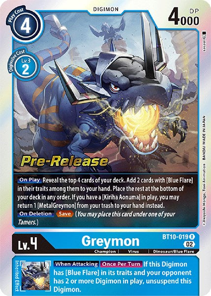 Greymon [BT10-019] [Xros Encounter Pre-Release Cards] Foil