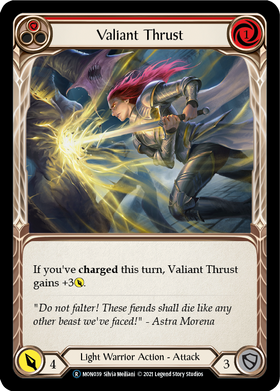 Valiant Thrust (Red) (Rainbow Foil) [U-MON039-RF] Unlimited Rainbow Foil - Duel Kingdom