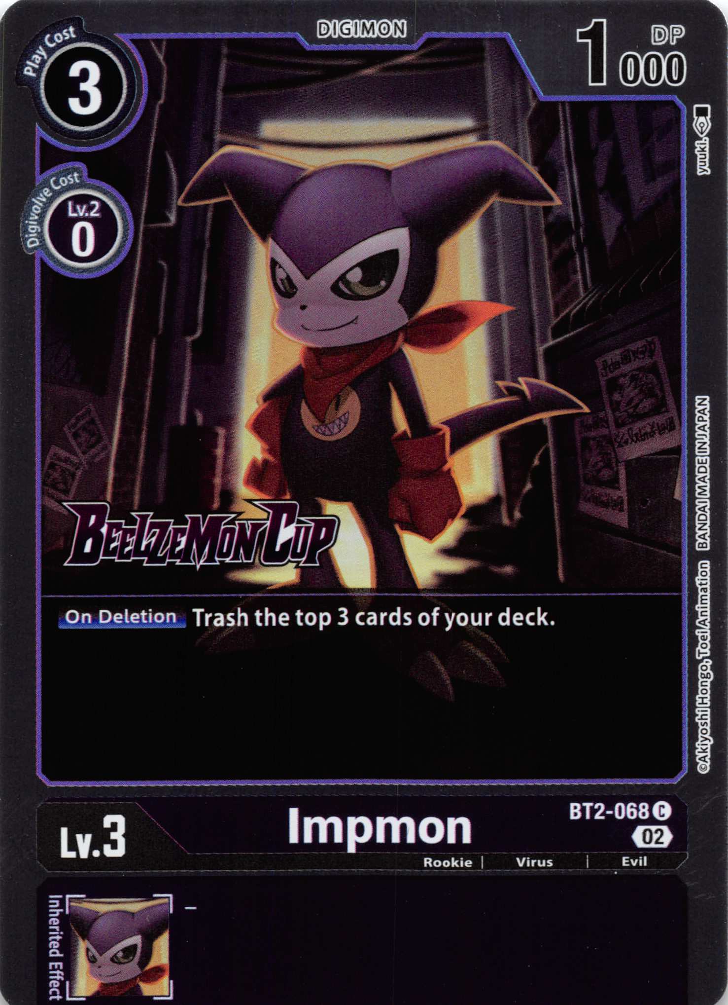 Impmon - BT2-068 (Alternate Art) [BT2-068] [Starter Deck 14: Beelzemon Advanced Deck Set Pre-Release Cards] Foil