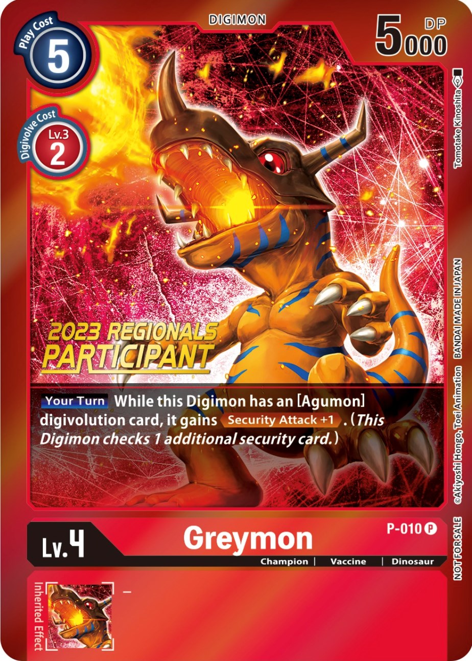 Greymon - P-010 (2023 Regionals Participant) [P-010] [Digimon Promotion Cards] Foil