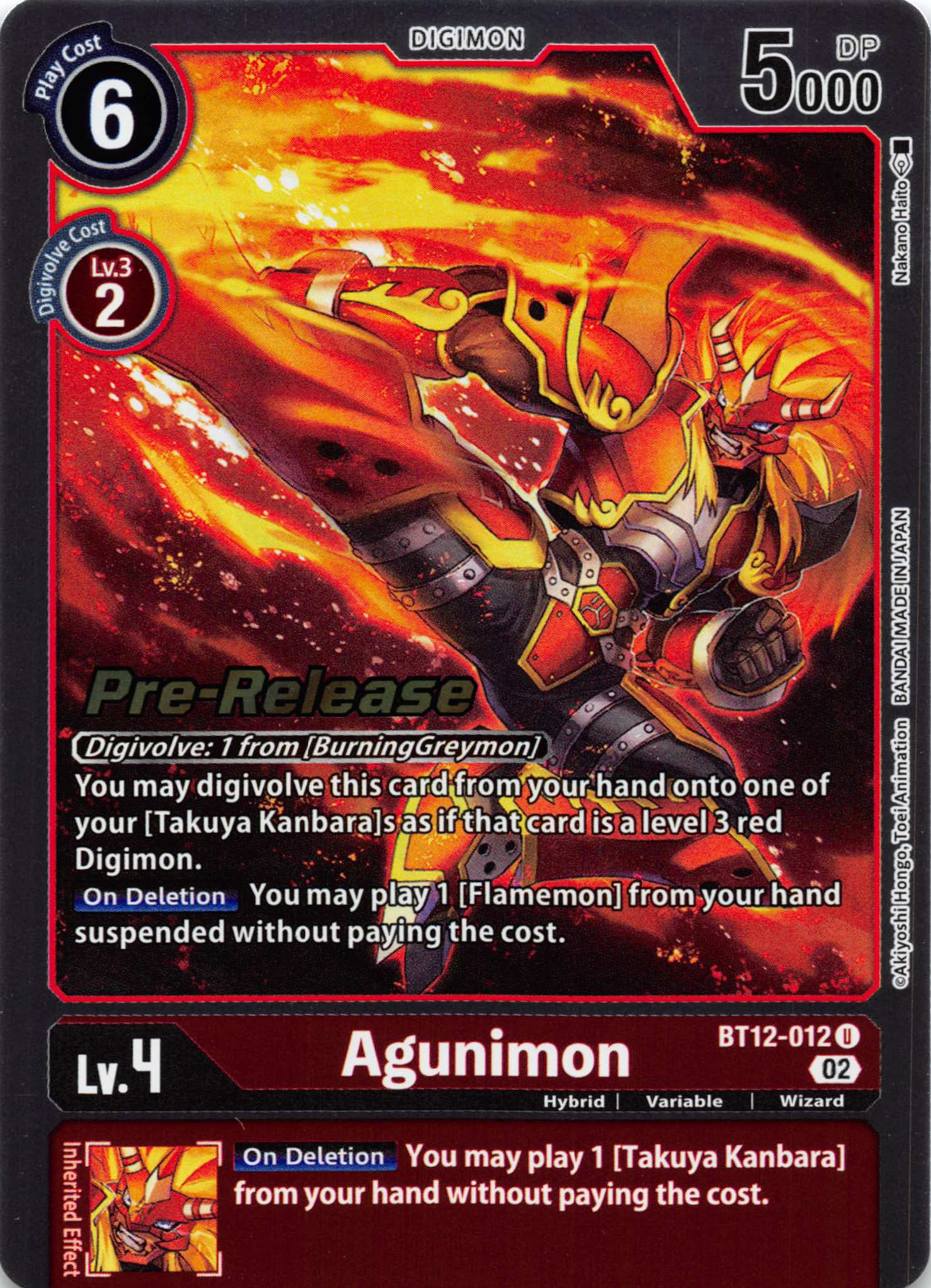 Agunimon [BT12-012] [Across Time Pre-Release Cards] Foil