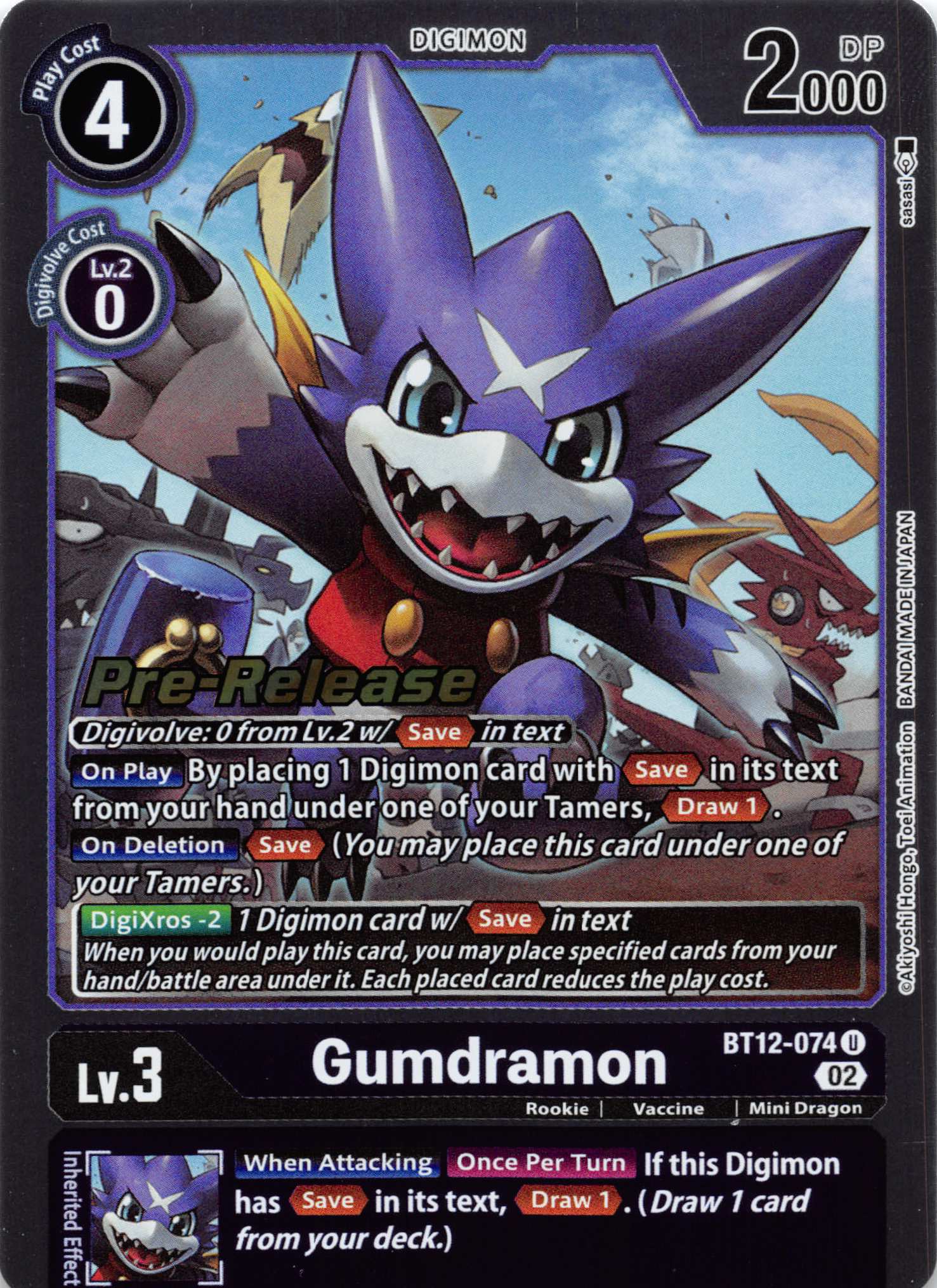 Gumdramon [BT12-074] [Across Time Pre-Release Cards] Foil