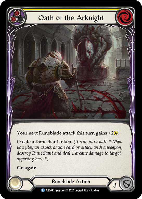 Oath of the Arknight (Yellow) [ARC092] Unlimited Rainbow Foil - Duel Kingdom