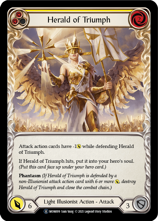 Herald of Triumph (Yellow) (Rainbow Foil) [U-MON009-RF] Unlimited Rainbow Foil - Duel Kingdom